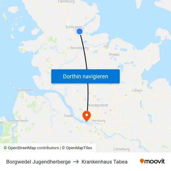 Borgwedel Jugendherberge to Krankenhaus Tabea map