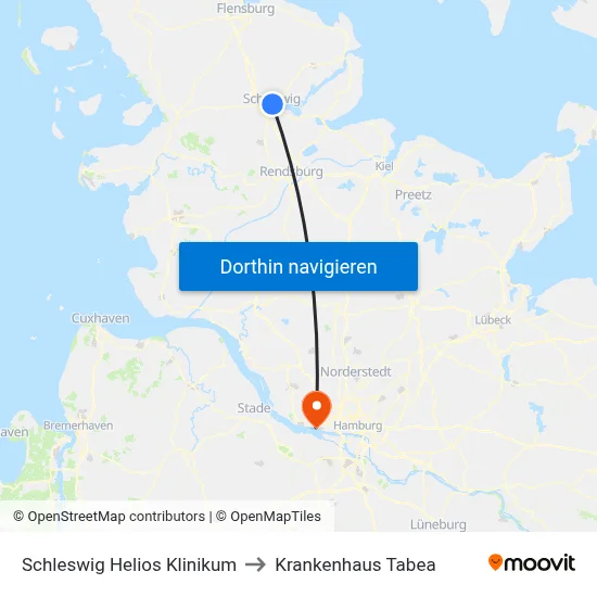 Schleswig Helios Klinikum to Krankenhaus Tabea map