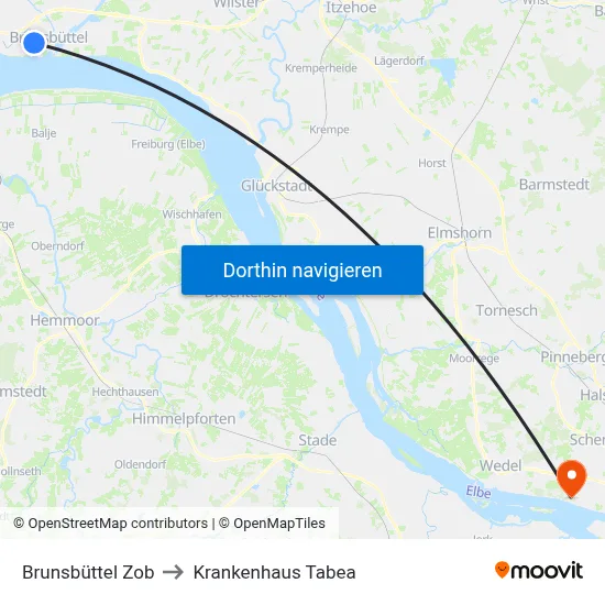 Brunsbüttel Zob to Krankenhaus Tabea map