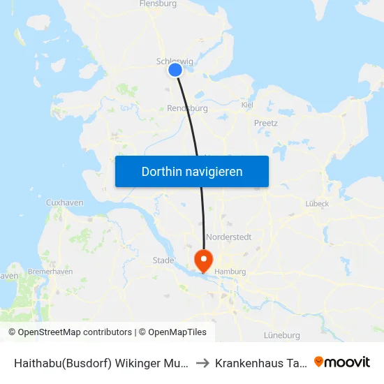 Haithabu(Busdorf) Wikinger Museum to Krankenhaus Tabea map