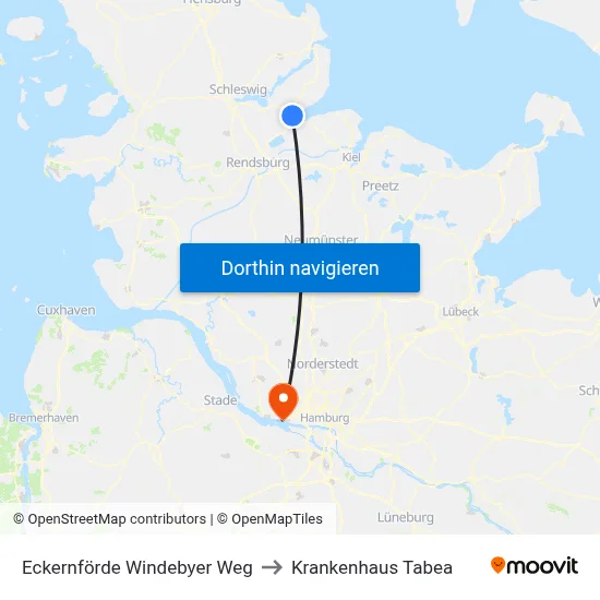 Eckernförde Windebyer Weg to Krankenhaus Tabea map