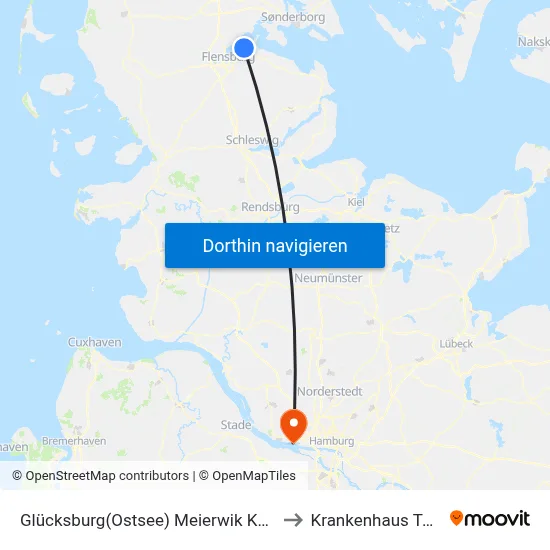 Glücksburg(Ostsee) Meierwik Kaserne to Krankenhaus Tabea map