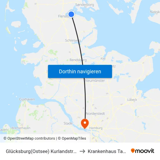 Glücksburg(Ostsee) Kurlandstraße to Krankenhaus Tabea map