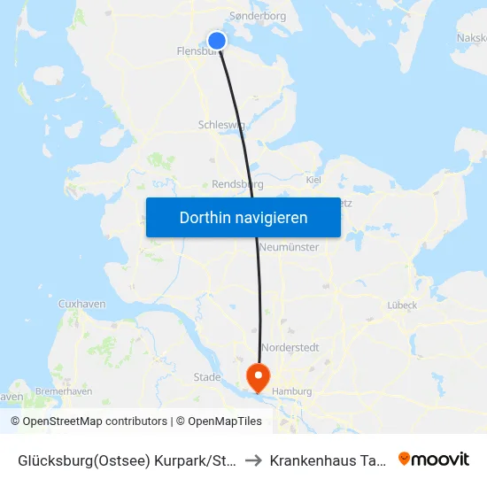 Glücksburg(Ostsee) Kurpark/Strand to Krankenhaus Tabea map