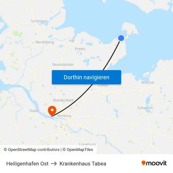 Heiligenhafen Ost to Krankenhaus Tabea map