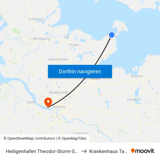 Heiligenhafen Theodor-Storm-Straße to Krankenhaus Tabea map