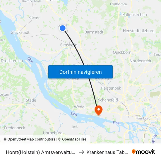 Horst(Holstein) Amtsverwaltung to Krankenhaus Tabea map