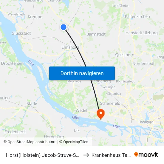 Horst(Holstein) Jacob-Struve-Schule to Krankenhaus Tabea map