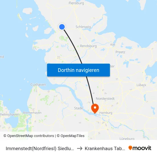 Immenstedt(Nordfriesl) Siedlung to Krankenhaus Tabea map