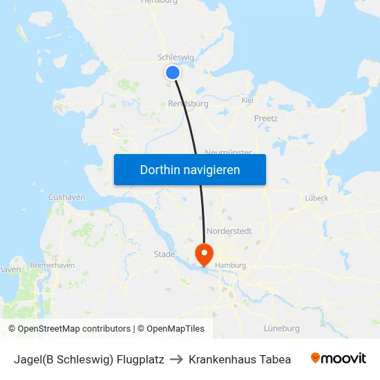 Jagel(B Schleswig) Flugplatz to Krankenhaus Tabea map