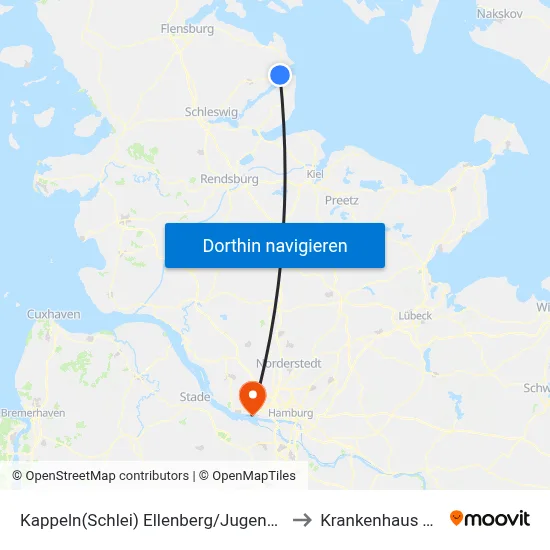 Kappeln(Schlei) Ellenberg/Jugendherberge to Krankenhaus Tabea map