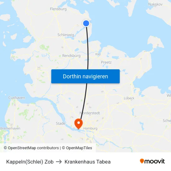Kappeln(Schlei) Zob to Krankenhaus Tabea map