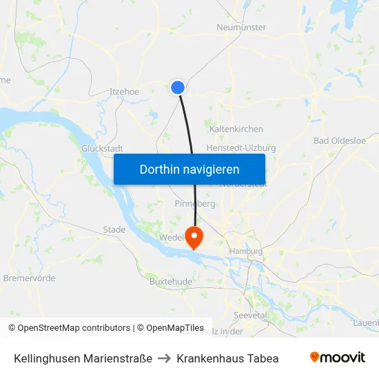 Kellinghusen Marienstraße to Krankenhaus Tabea map
