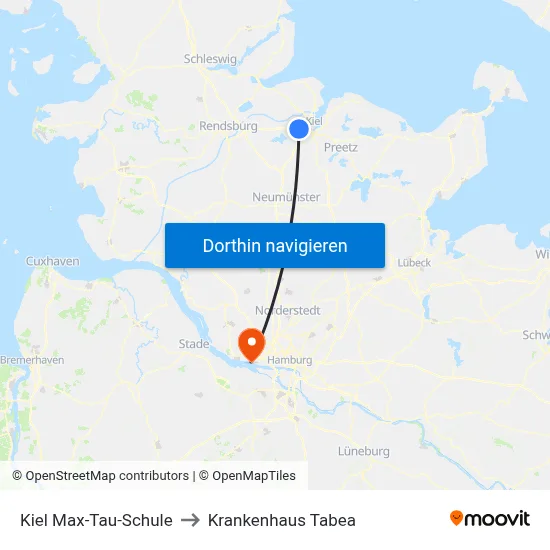 Kiel Max-Tau-Schule to Krankenhaus Tabea map