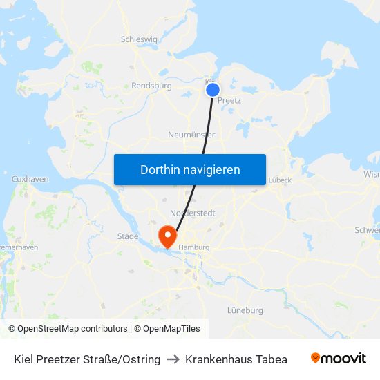 Kiel Preetzer Straße/Ostring to Krankenhaus Tabea map