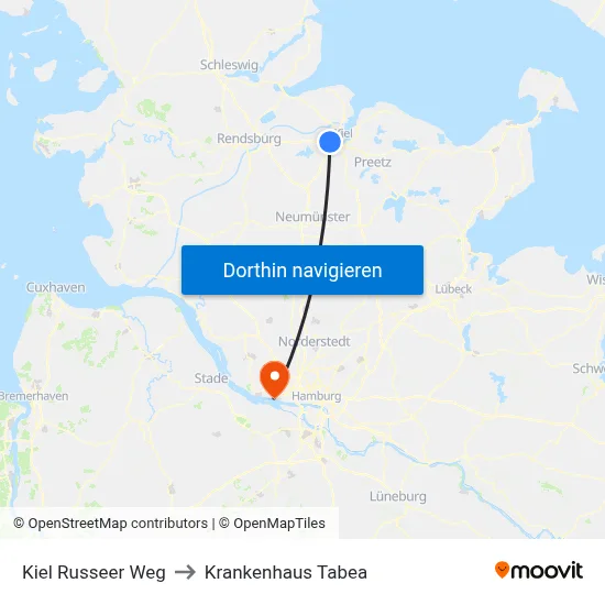 Kiel Russeer Weg to Krankenhaus Tabea map