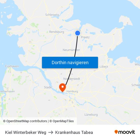 Kiel Winterbeker Weg to Krankenhaus Tabea map