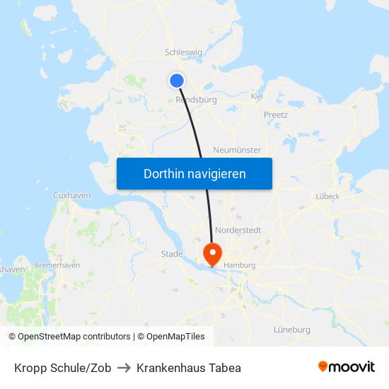 Kropp Schule/Zob to Krankenhaus Tabea map