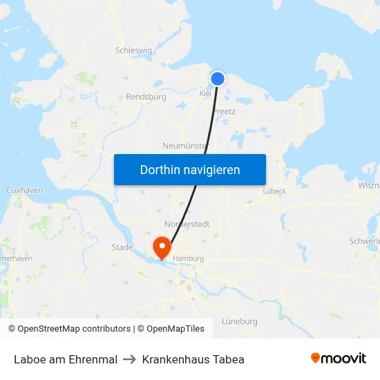 Laboe am Ehrenmal to Krankenhaus Tabea map