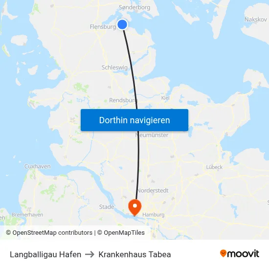 Langballigau Hafen to Krankenhaus Tabea map