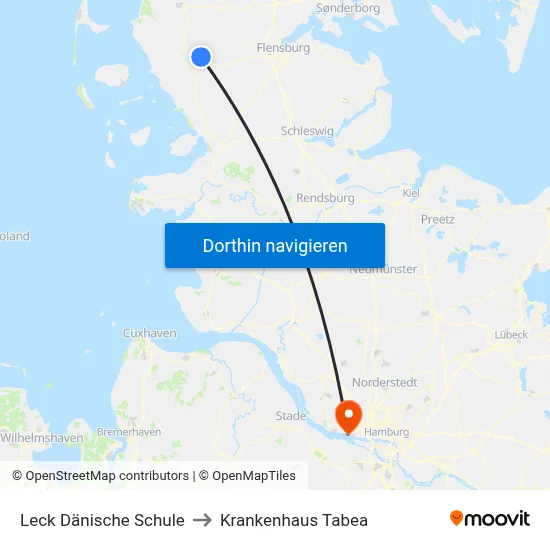 Leck Dänische Schule to Krankenhaus Tabea map