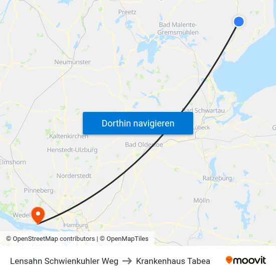 Lensahn Schwienkuhler Weg to Krankenhaus Tabea map