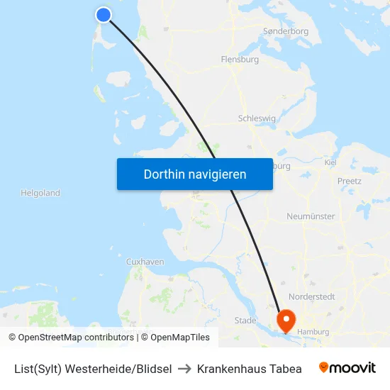 List(Sylt) Westerheide/Blidsel to Krankenhaus Tabea map