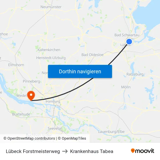 Lübeck Forstmeisterweg to Krankenhaus Tabea map