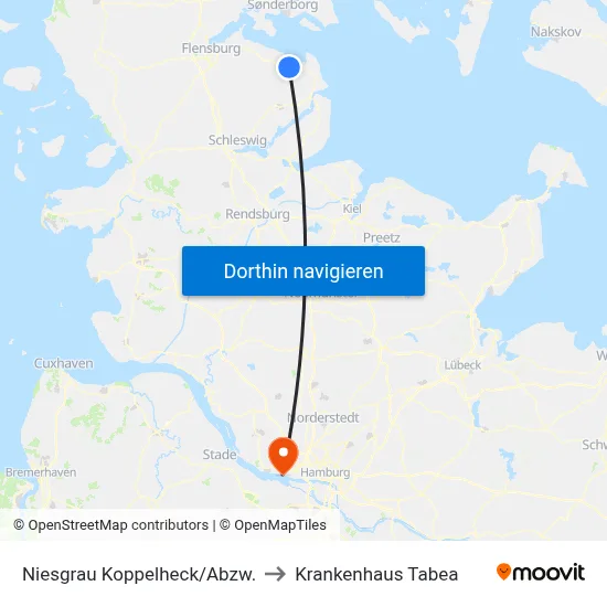 Niesgrau Koppelheck/Abzw. to Krankenhaus Tabea map