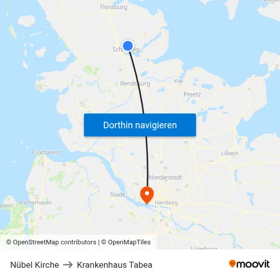 Nübel Kirche to Krankenhaus Tabea map