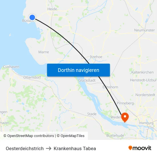 Oesterdeichstrich to Krankenhaus Tabea map