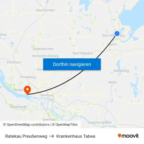 Ratekau Preußenweg to Krankenhaus Tabea map