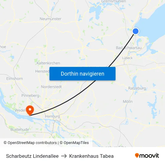 Scharbeutz Lindenallee to Krankenhaus Tabea map