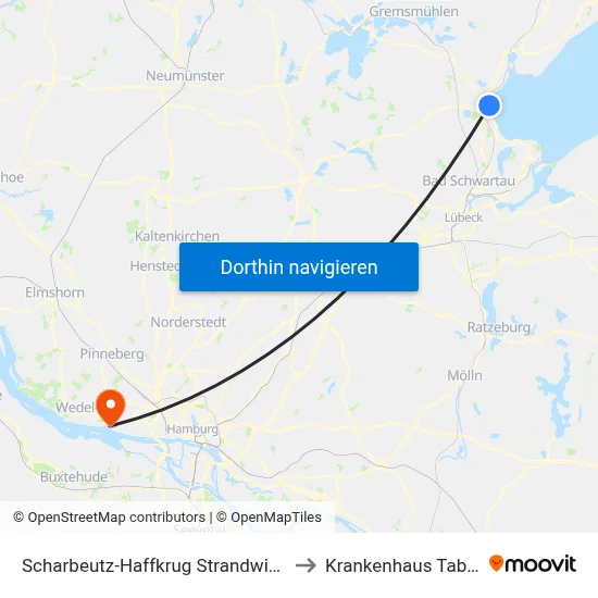 Scharbeutz-Haffkrug Strandwiese to Krankenhaus Tabea map