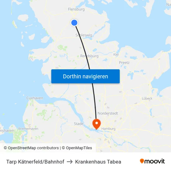 Tarp Kätnerfeld/Bahnhof to Krankenhaus Tabea map