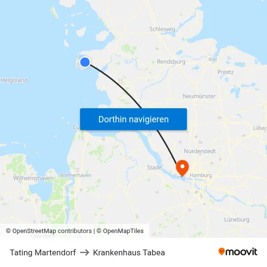Tating Martendorf to Krankenhaus Tabea map