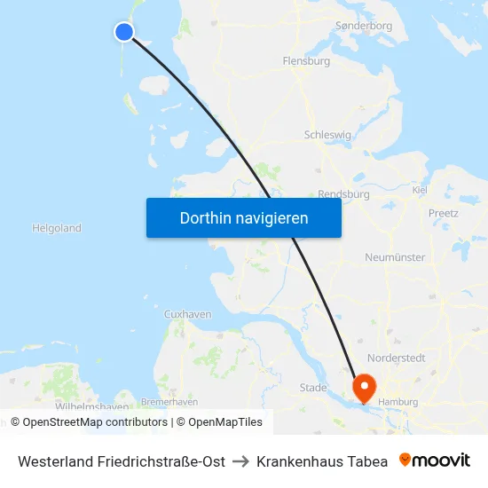 Westerland Friedrichstraße-Ost to Krankenhaus Tabea map