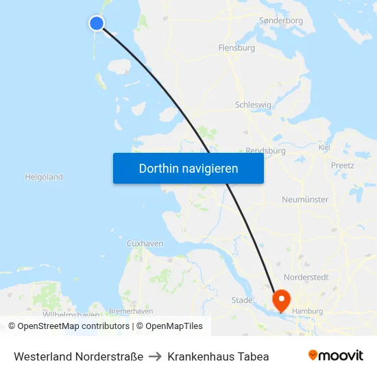 Westerland Norderstraße to Krankenhaus Tabea map