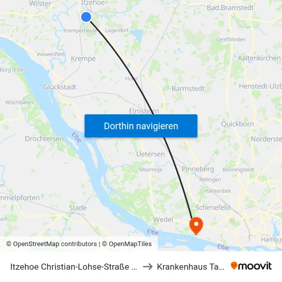 Itzehoe Christian-Lohse-Straße (Ost) to Krankenhaus Tabea map