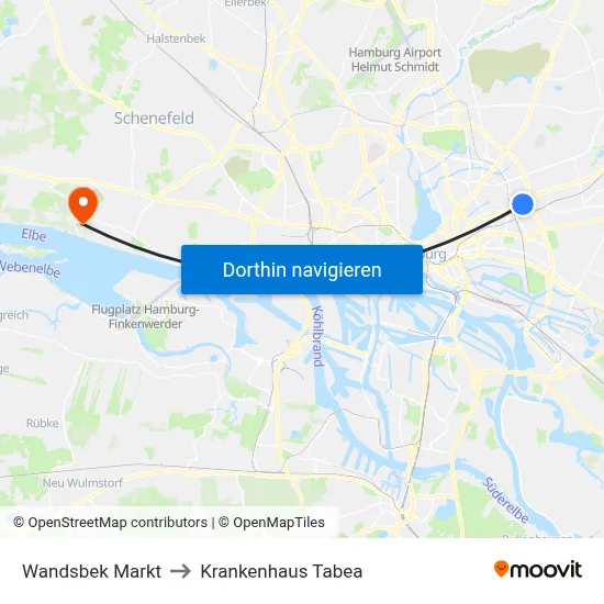 Wandsbek Markt to Krankenhaus Tabea map