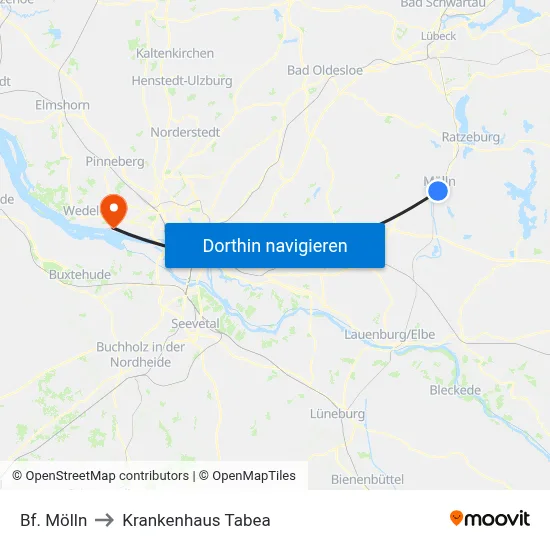 Bf. Mölln to Krankenhaus Tabea map
