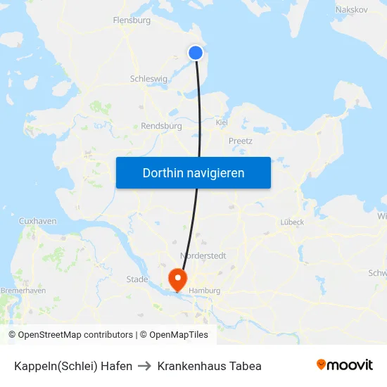 Kappeln(Schlei) Hafen to Krankenhaus Tabea map