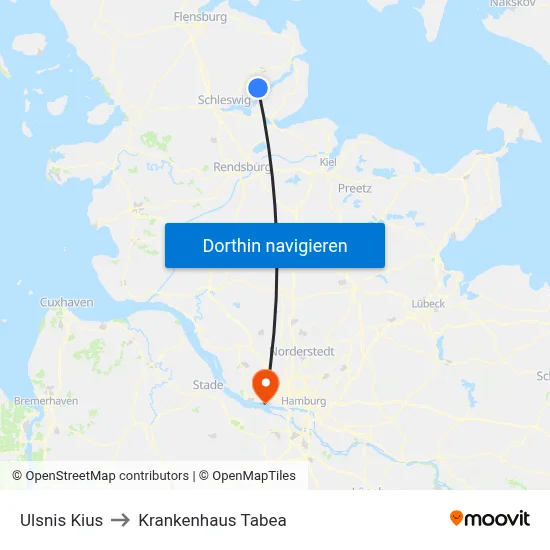 Ulsnis Kius to Krankenhaus Tabea map