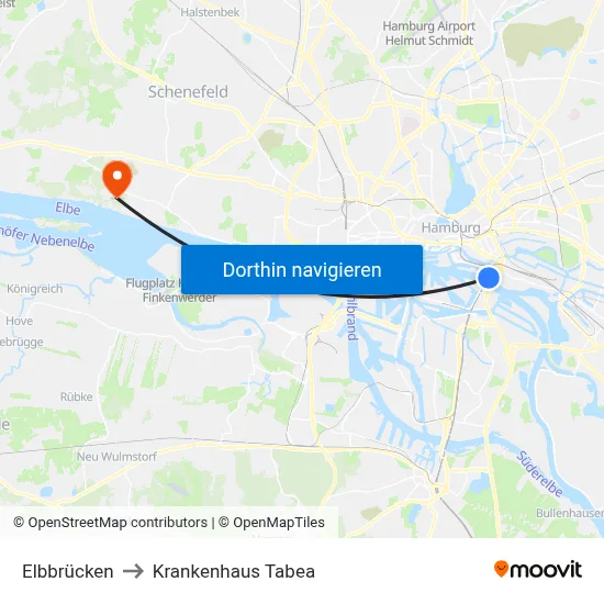 Elbbrücken to Krankenhaus Tabea map