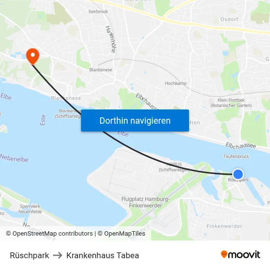 Rüschpark to Krankenhaus Tabea map