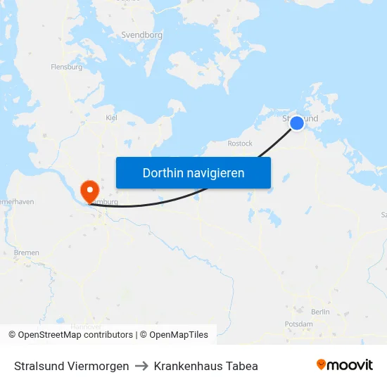 Stralsund Viermorgen to Krankenhaus Tabea map