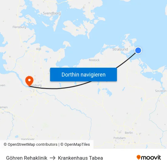 Göhren Rehaklinik to Krankenhaus Tabea map
