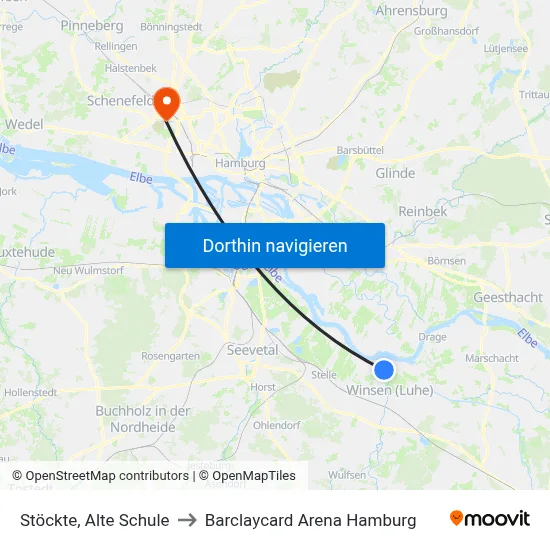 Stöckte, Alte Schule to Barclaycard Arena Hamburg map
