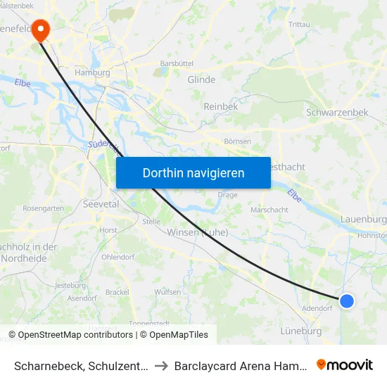 Scharnebeck, Schulzentrum to Barclaycard Arena Hamburg map