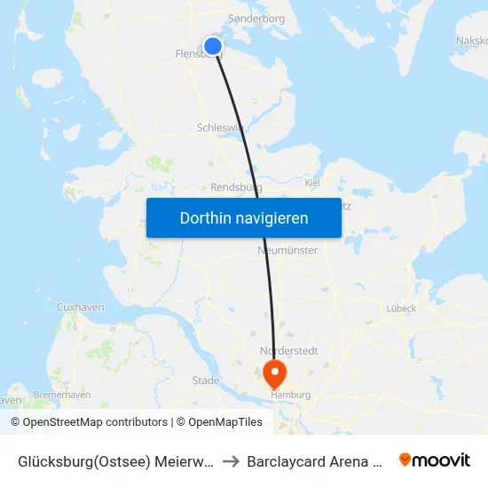 Glücksburg(Ostsee) Meierwik Kaserne to Barclaycard Arena Hamburg map